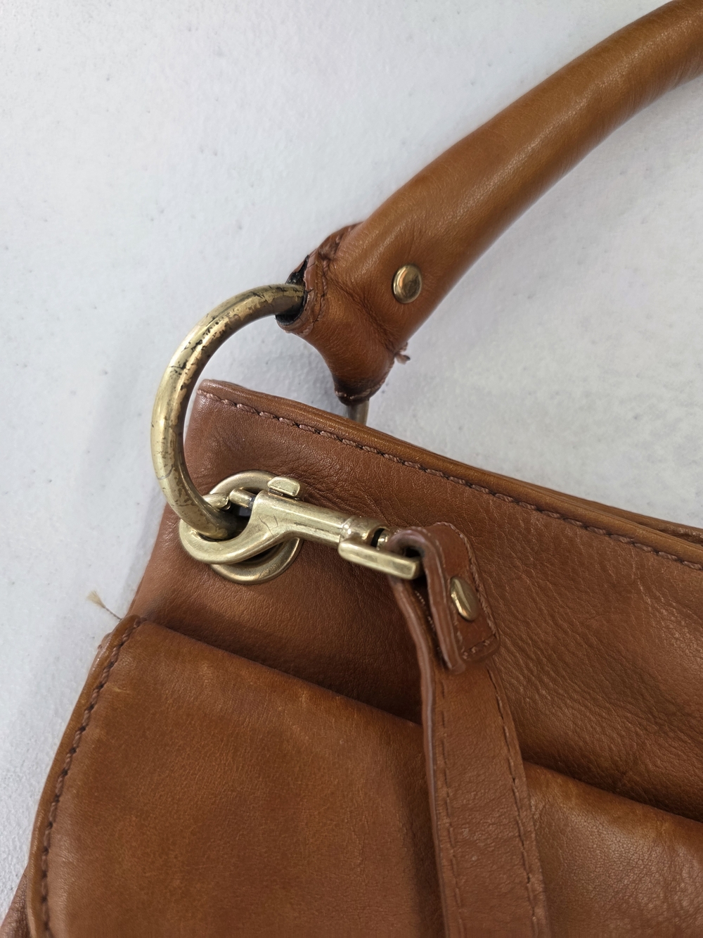 Tommy Hilfiger Cognac Brown Leather Hobo Bag - Picture 9 of 11